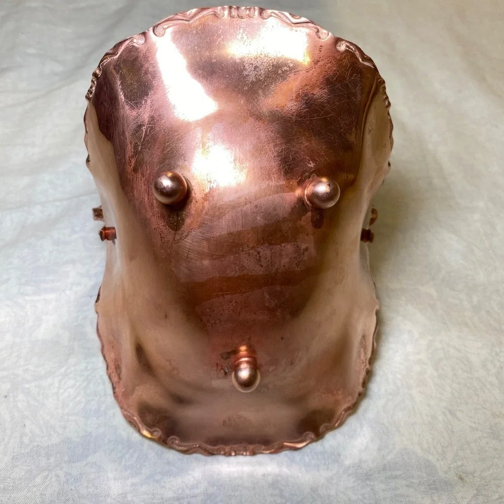 Vintage 1950s Copper Footed Basket Twisted‎ Handle Ruffled Edge Candy Dish